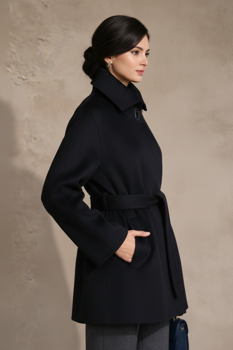 Yūn Short Belted Cashmere Coat