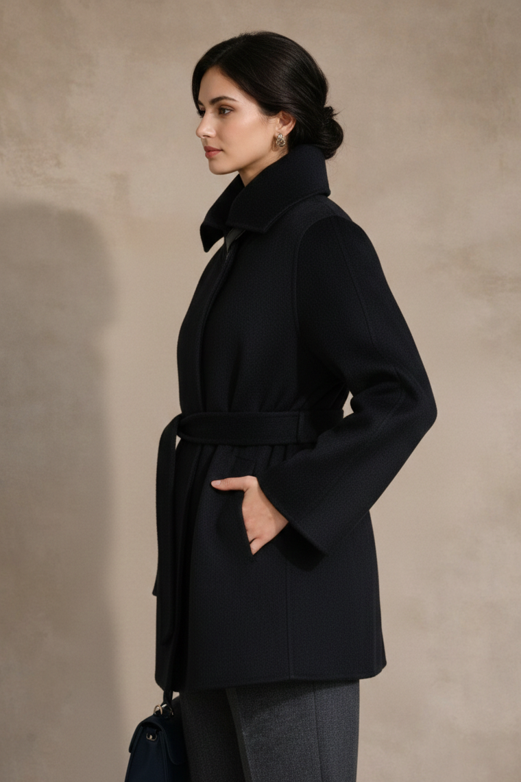 Yūn Short Belted Cashmere Coat